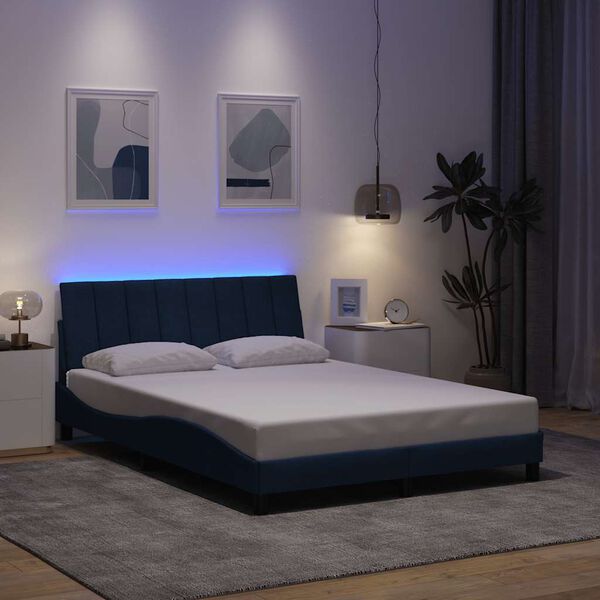 vidaXL Bedframe zonder matras "Hanko" stof blauw 140x190 cm