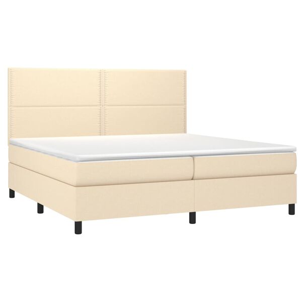 vidaXL Boxspring met matras en LED stof cr&egrave;mekleurig 200x200 cm