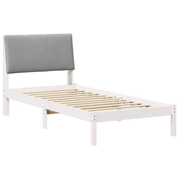 vidaXL Bedframe Wit en lichtgrijs 90 x 200 cm Massief grenenhout