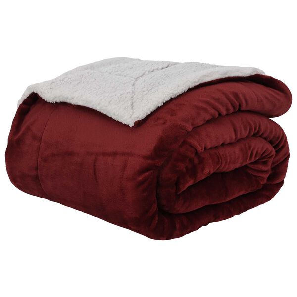 vidaXL Gooi Deken Bordeaux Rood 220 x 240 cm Fleece