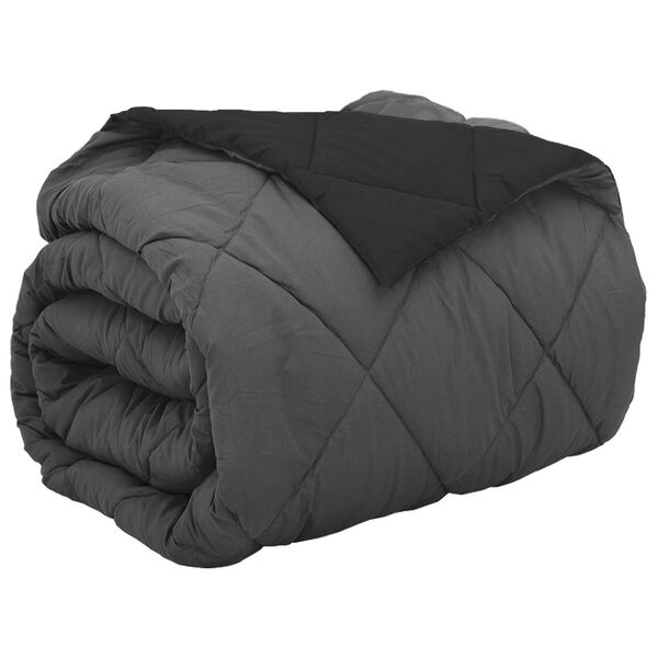 vidaXL Vol jaar dekbed Zwart en Anthraciet 220 x 200 cm Microfiber