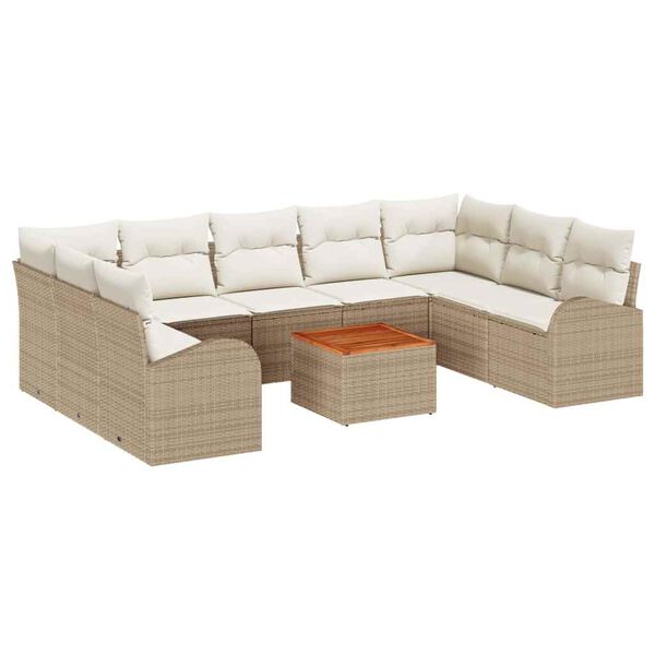 vidaXL Tuin Sofa Set 10 pcs Beige en wit