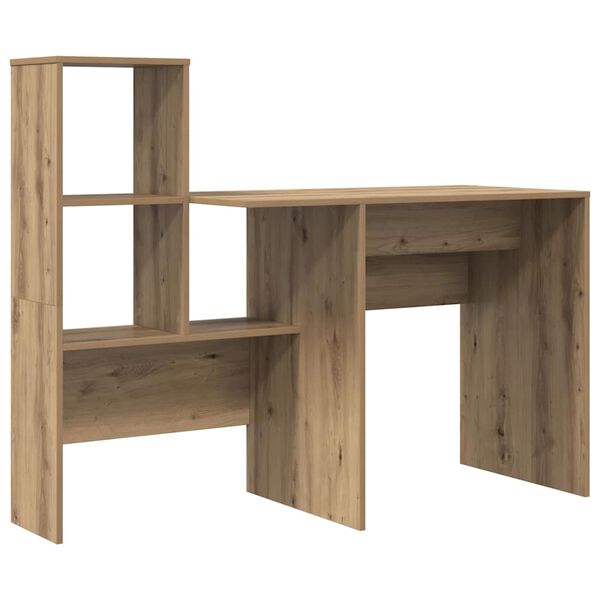 vidaXL Bureau Artisan Eiken 131,5 x 50 x 106,5 cm Bewerkt hout