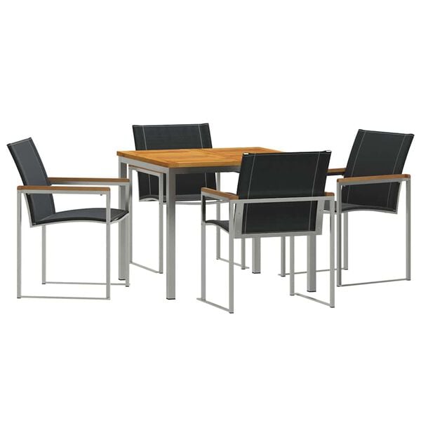 vidaXL TuinEetset 5 pcs Massief Teak Hout