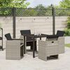 vidaXL Tuin eettafelset met kussen 5 pcs Lichtgrijs poly rattan