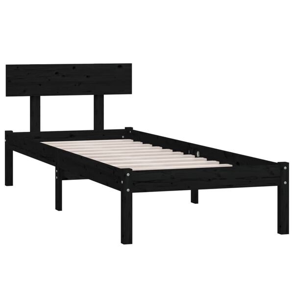 vidaXL Bedframe massief grenenhout zwart 90x190 cm