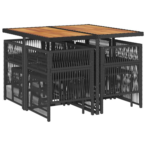 vidaXL 9-delige Tuinset poly rattan zwart