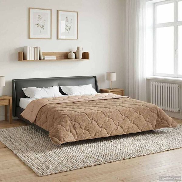 vidaXL Vol jaar dekbed Taupe 220 x 240 cm Microfiber en Teddy fleece