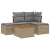 vidaXL 5-delige Loungeset met kussens poly rattan beige