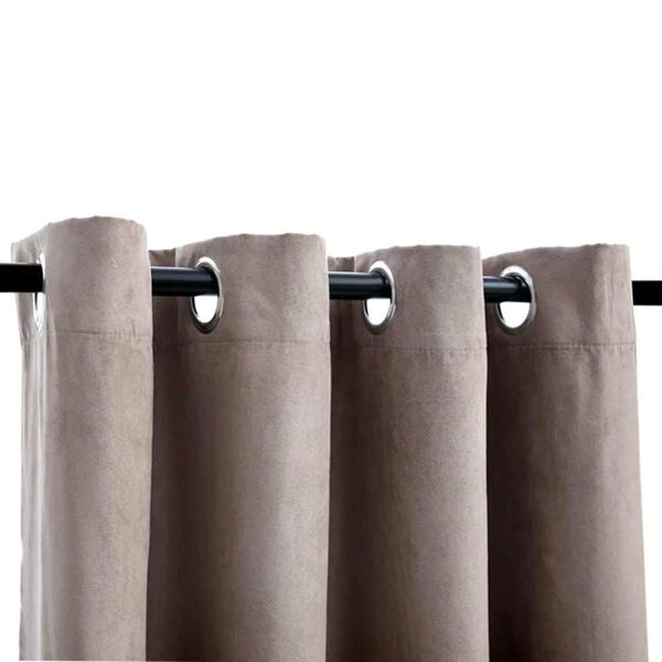 vidaXL Gordijn verduisterend met metalen ringen 2 st 140x225 cm taupe