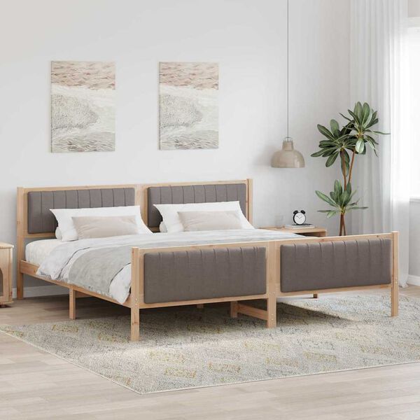 vidaXL Bedframe Bruin en taupe 200 x 200 cm Massief grenenhout