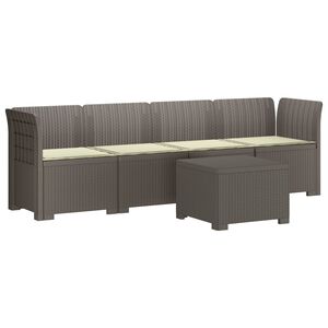 vidaXL 4-Persoons Tuin Sofa met Kussens Rieten Look PP Lichtgrijs