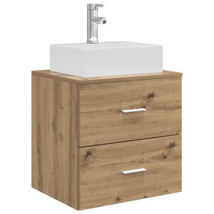 vidaXL Wandgemonteerde wastafelmeubel Artisanaal eiken