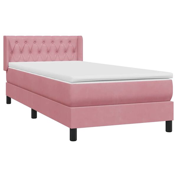 vidaXL Boxspring met matras fluweel roze 100x220 cm