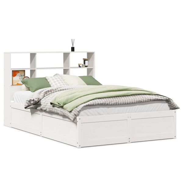 vidaXL Bedframe zonder matras massief grenenhout wit 150x200 cm