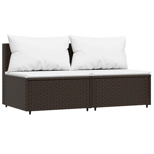 vidaXL 3-delige Loungeset met kussens poly rattan bruin