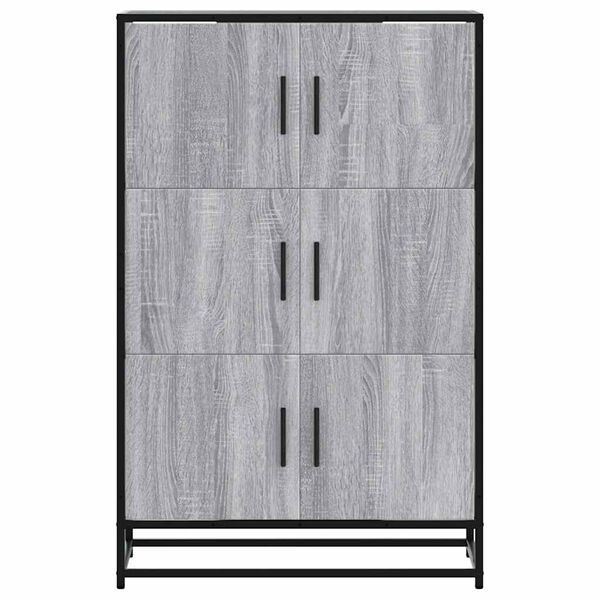 vidaXL Hoge kast 68x35x106,5 cm bewerkt hout en metaal grijs sonoma