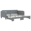 vidaXL Slaapbank met onderschuifbed 90x190 cm stof lichtgrijs