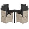 vidaXL 5-delige Tuinset met kussens poly rattan lichtgrijs