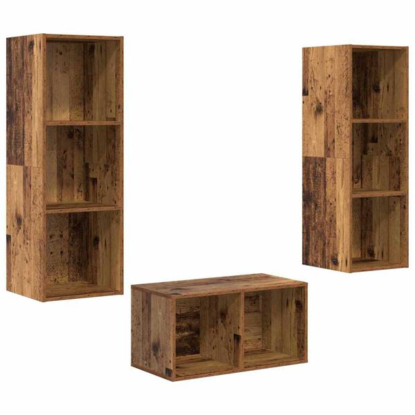 vidaXL Tv-meubelset Oud Hout 37 x 37 x 107 cm Bewerkt hout