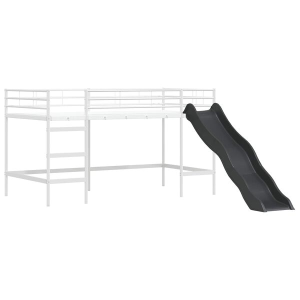 vidaXL Kinder loft bedframe met glijbaan Wit en Antraciet 90 x 200 cm
