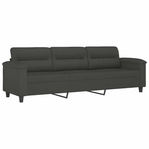 vidaXL Driezitsbank 210 cm microvezelstof donkergrijs