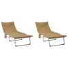 vidaXL Opvouwbare zonnebed met kussen 2 pcs Beige