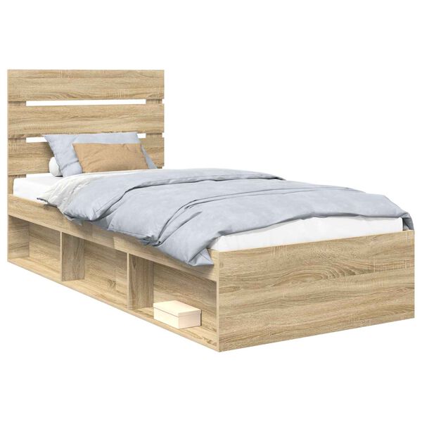 vidaXL Bedframe met hoofdeinde Sonoma 100 x 200 cm Massief grenenhout