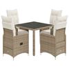vidaXL 5-delige Bistroset met kussens poly rattan bruin