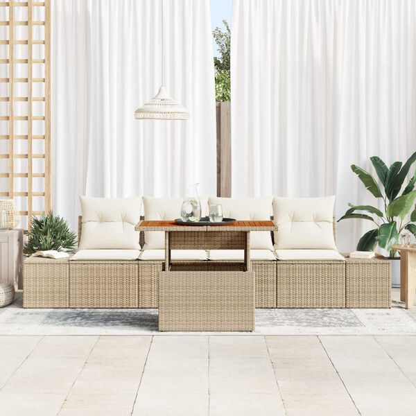 vidaXL Tuin Sofa Set met opslag 5 pcs Beige Poly riet