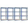 vidaXL Opbergrek 4-laags 4 st staal & bewerkt hout blauw