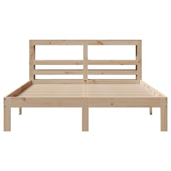 vidaXL Bedframe met hoofdbord massief grenenhout 140x190 cm