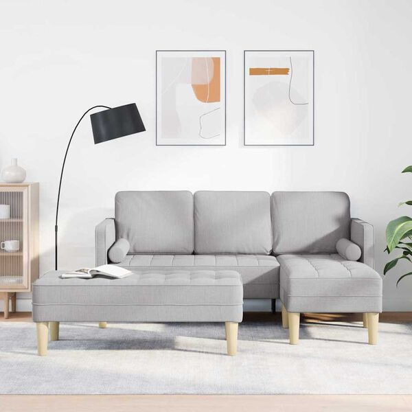 vidaXL Bankstel met kussen 2 pcs Wolkengrijs Polyester