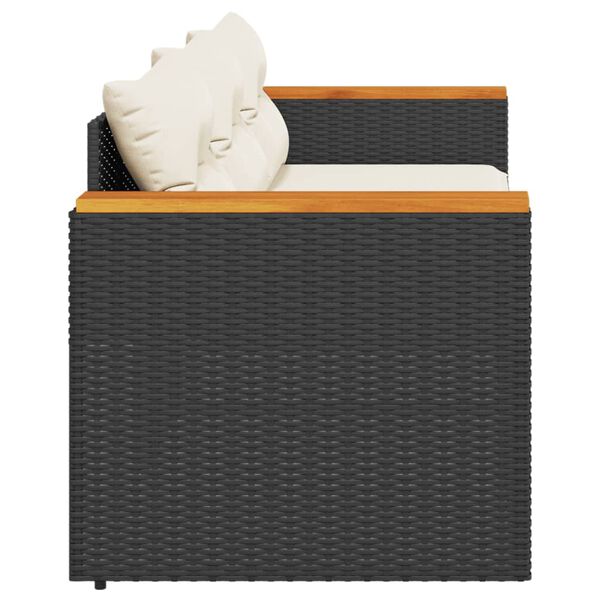 vidaXL Tuinbank 3-zits met kussens poly rattan zwart