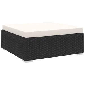 vidaXL Voetensteun 1 st met kussen poly rattan zwart