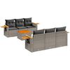 vidaXL 7-delige Loungeset met kussens poly rattan grijs