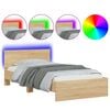 vidaXL Bedframe met hoofdbord en LED sonoma eikenkleurig 100x200 cm