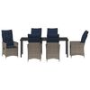 vidaXL Tafel en stoelen set met kussen 7 pcs Grijs PE Rattan