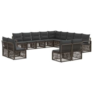 vidaXL Tuinbankenset 13 pcs Grijs poly rattan