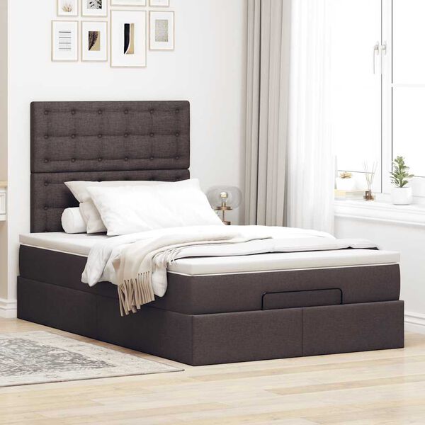 vidaXL Ottoman bed met matras en LED's 120x190 cm stof donkerbruin