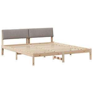 vidaXL Bedframe Bruin en taupe 180 x 200 cm Massief grenenhout