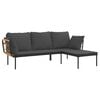 vidaXL 3-delige Loungeset met kussens poly rattan donkergrijs