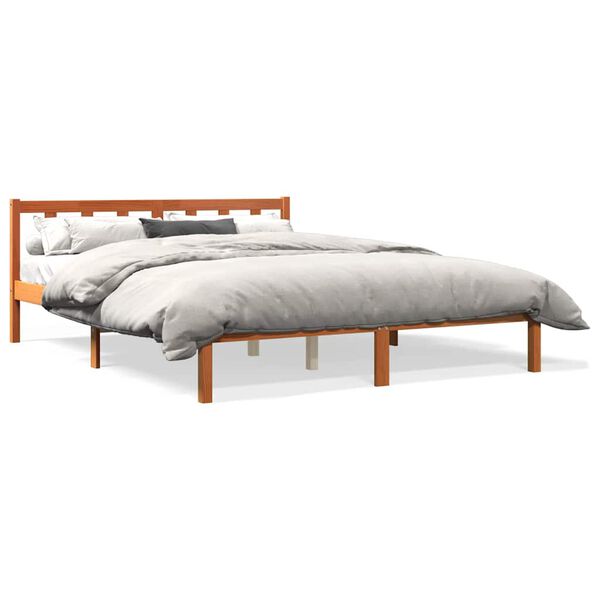 vidaXL Bedframe zonder matras massief grenenhout wasbruin 150x200 cm