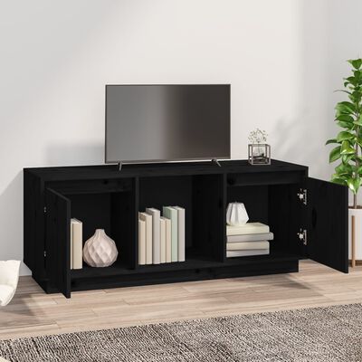 vidaXL Tv-meubel 110,5x35x44 cm massief grenenhout zwart