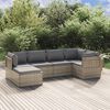 vidaXL 6-delige Loungeset met kussens poly rattan grijs
