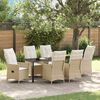 vidaXL Tuin eettafelset met kussen 7 pcs Beige poly rattan