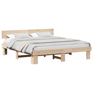 vidaXL Bedframe met hoofdeinde Naturel 180 x 200 cm Massief grenenhout