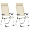 vidaXL Campingstoelen 2 st inklapbaar aluminium cr&egrave;mewit