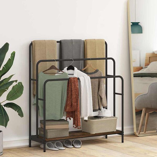 vidaXL Kledingrek Gerookt eiken 90 x 30 x 100,5 cm Bewerkt hout