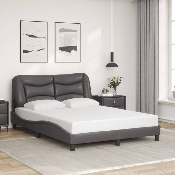 vidaXL Bedframe zonder matras "Hvar" kunstleer grijs 140x190 cm